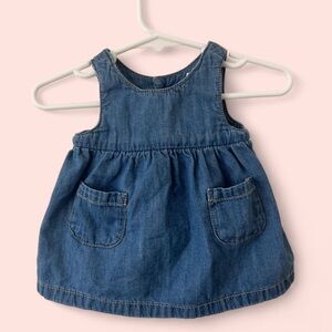 Newborn Girls Carter’s Sleeveless Chambray Pocket Dress Classic Chambray Jumper